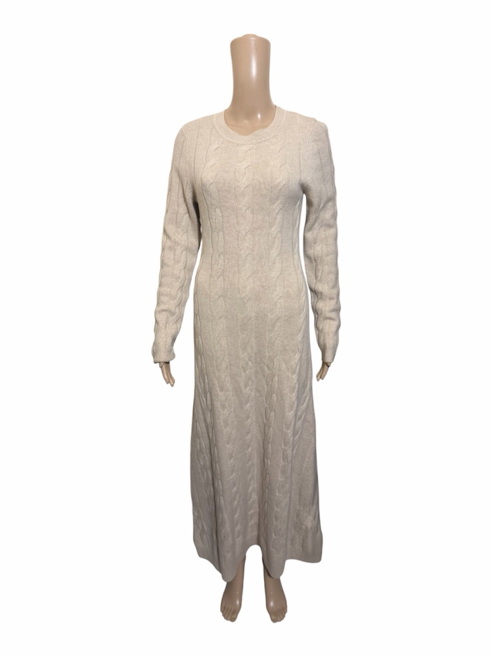 Sandro Cream Cable-Knit Maxi sweater Dress
